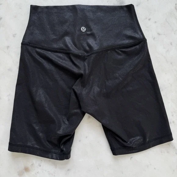 Lululemon Align High-Rise Short 8" Shine Radiate Foil Print Black Size 6 - Picture 2 of 8